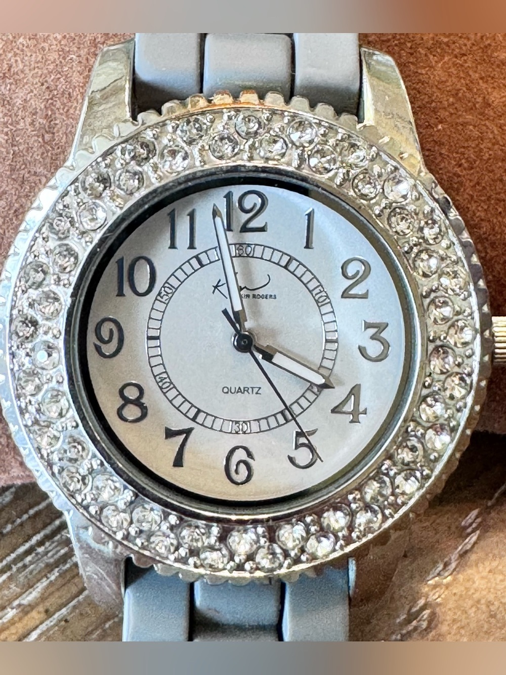 Kim Rogers Ladies Quartz Watch With Pave’ Border
